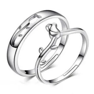 কোডঃ FR03; Silver Plated Couple Finger Ring