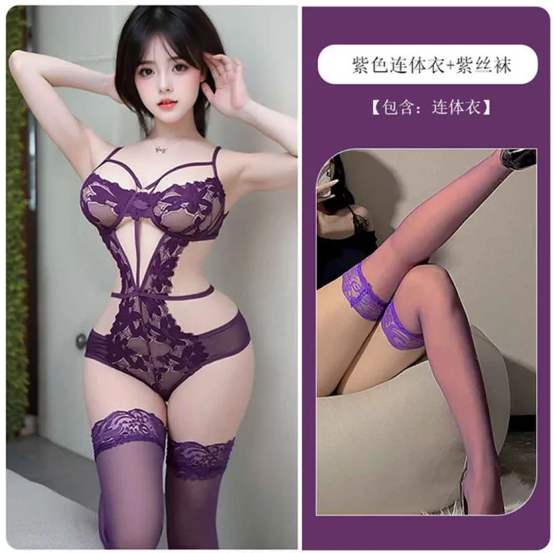 কোডঃ ND04; Royal Desire Purple Chinese Night Dress with Socks (Free Size- Upto 40 Size)
